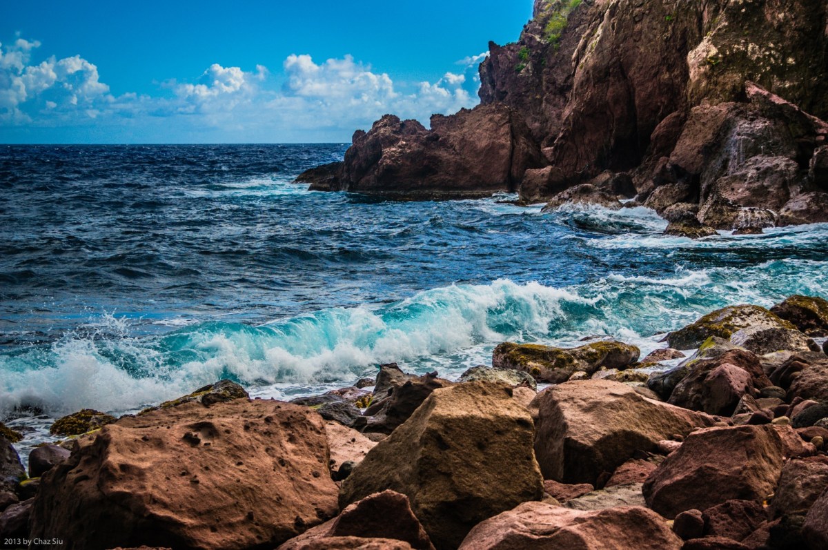 Waves Crash Ashore At Spring Bay, Saba, Dutch Caribbean