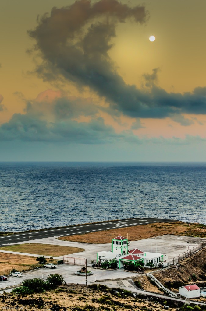 Moon Sunset Over Flat Point, Saba, Dutch Caribbean
