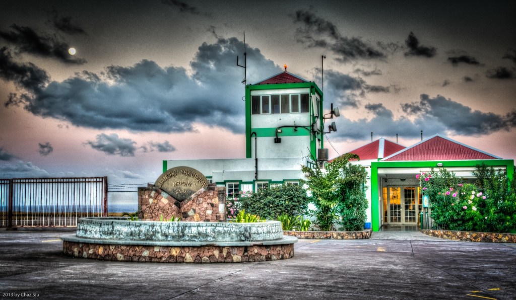 Moonlit Sunset Over The Airport, Saba, Dutch Caribbean