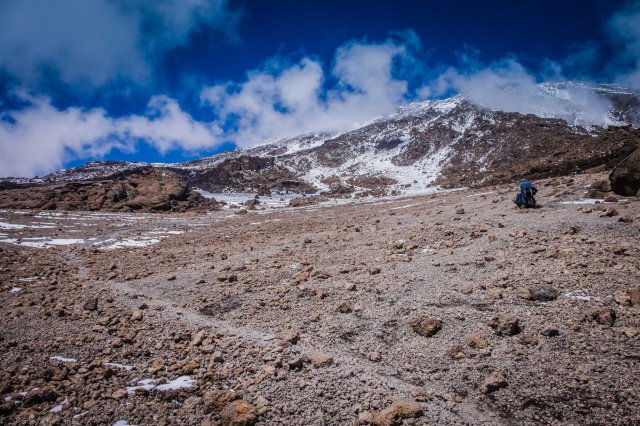 Criscrossing Scree To Schoolk Hut In The Distance