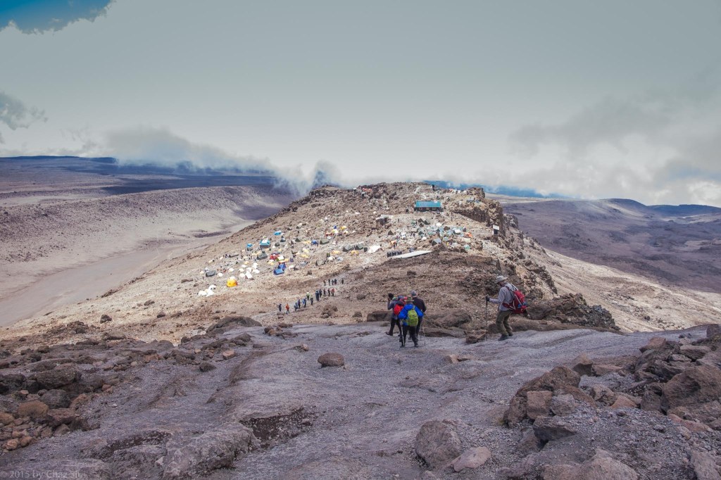 Down From Summit, But Only Halfway Mist Over Crowded Barafu Camp 