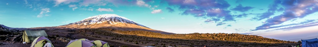 CLICK TO EXPAND - Pano of Kili and Third Cave Ravine and Camp